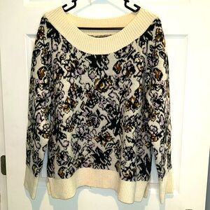 Ann Taylor LOFT Size Large Boat Neck Floral Sweater